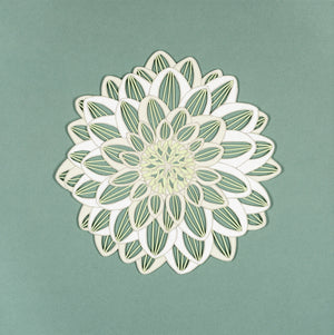 Dahlia Hortensis ‘Frost’ paper cut art by Yola and Daria