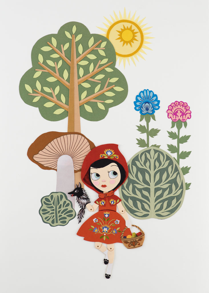 Little Red Riding Hood 'I' paper cut art by Yola and Daria